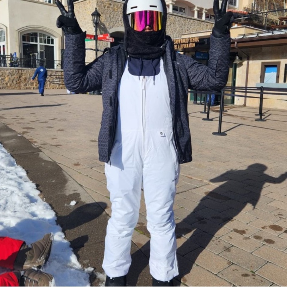 white jumpsuit insulated long romper winter Windproof overall ski suit